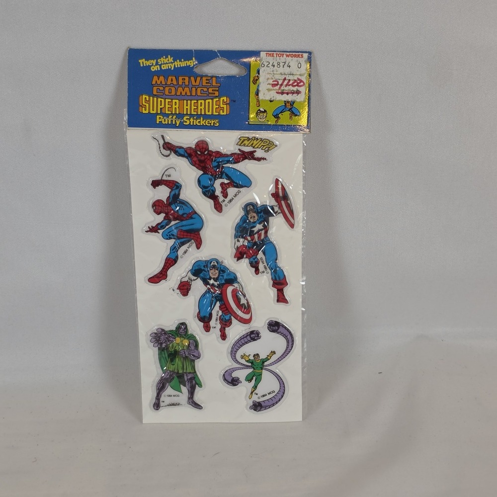 Vintage 1988 Marvel Super Heroes Puffy Stickers Henry Gordy Spider-Man Sealed...